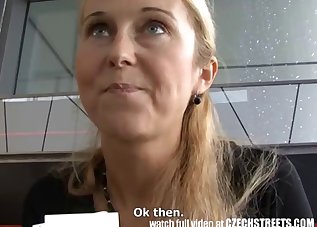 European MILF is sucking for money